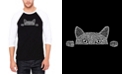 LA Pop Art Men's Peeking Cat Raglan Baseball Word Art T-shirt